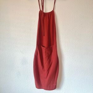 Nasty Gal fitted mini dress with halter top and adjustable tie straps